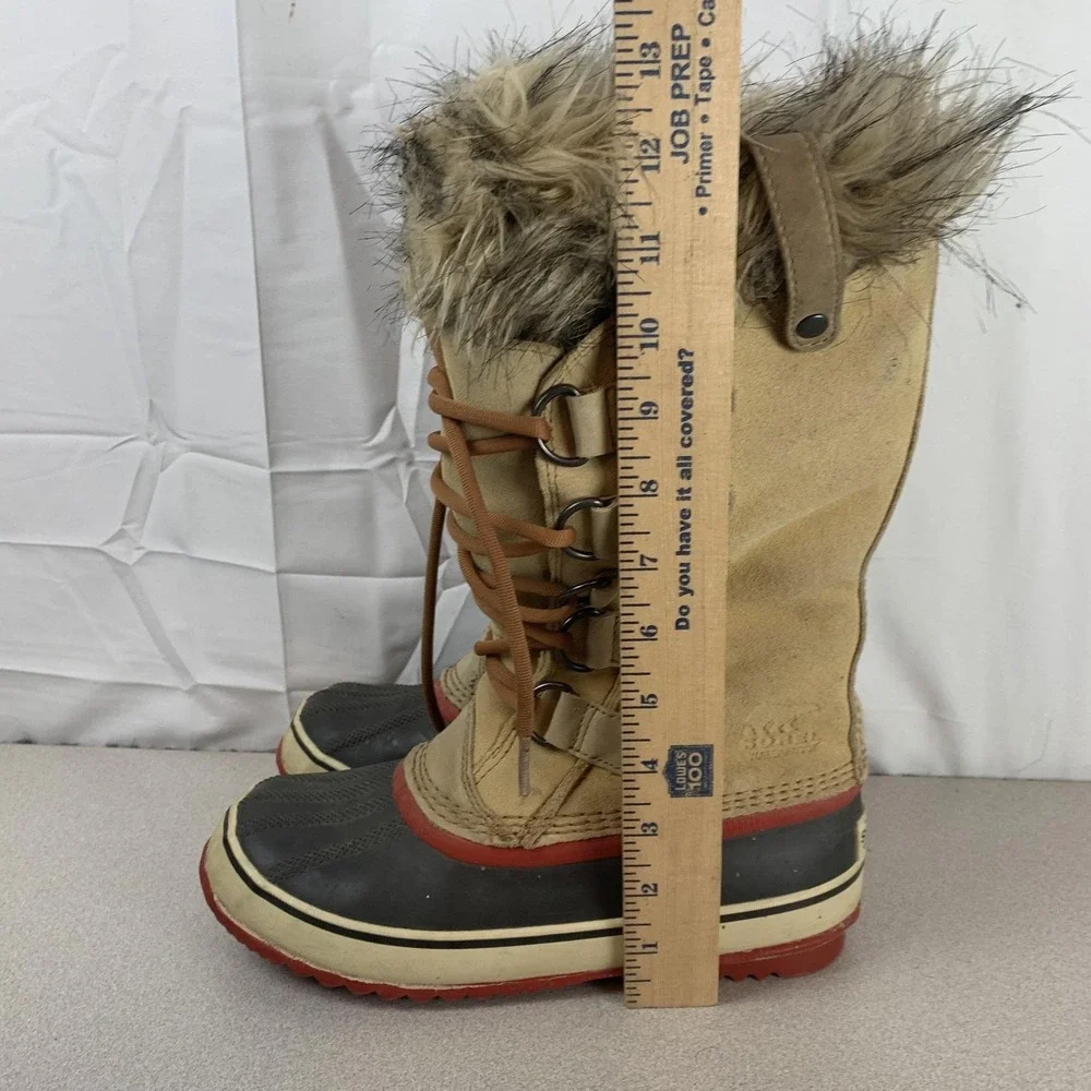 Sorel‎ Snow Boots Womens Size 7 Brown Joan Of Arctic Fur Waterproof Winter